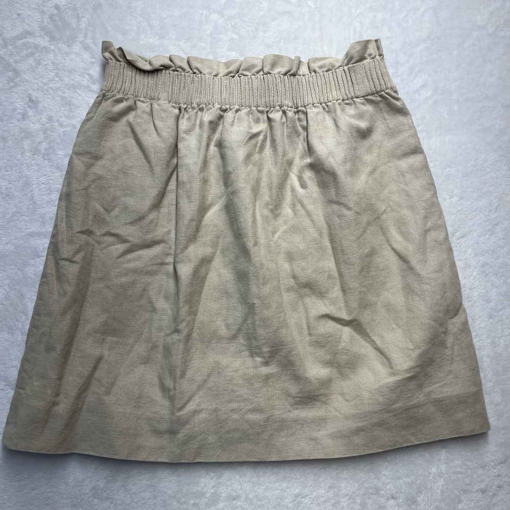 J Crew Pull On Linen Blend Skirt Womens 0 Coastal Summer Beach Resort Island - Picture 9 of 10